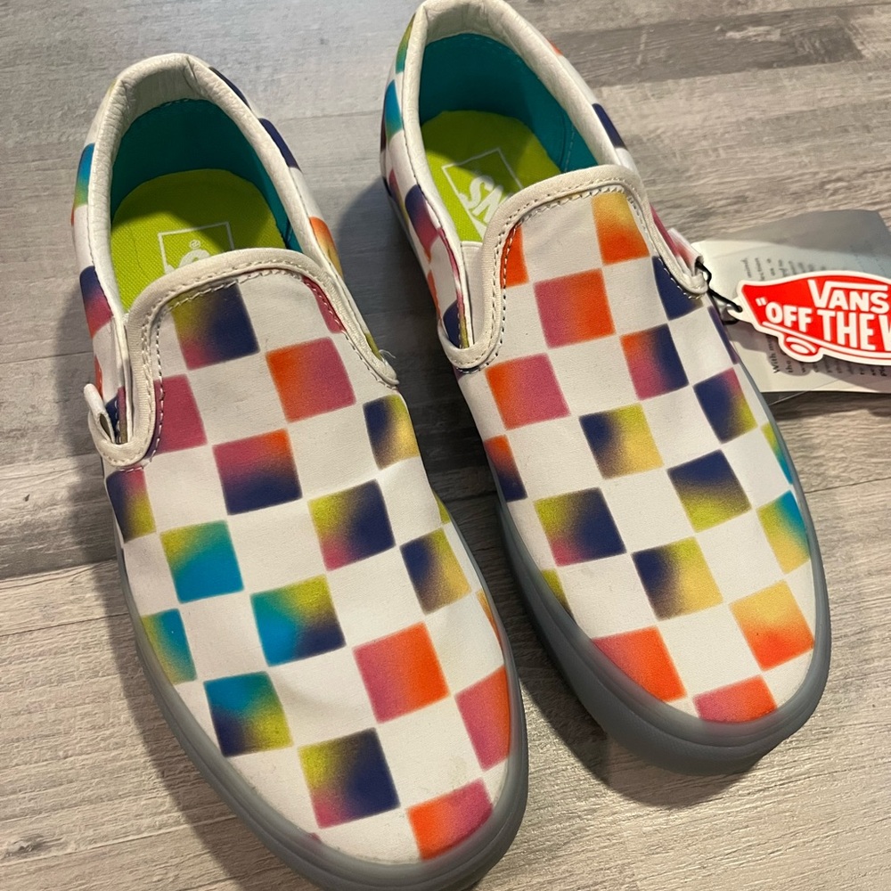 Vans Multi color slip ons size 8